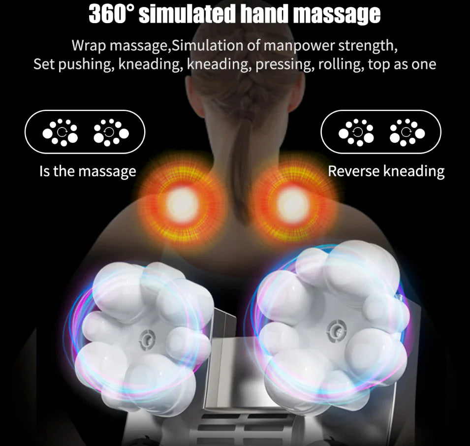 NovaRelief Back Neck and Shoulder Massager with Heat Deep Tissue 3D Kneading Pillow