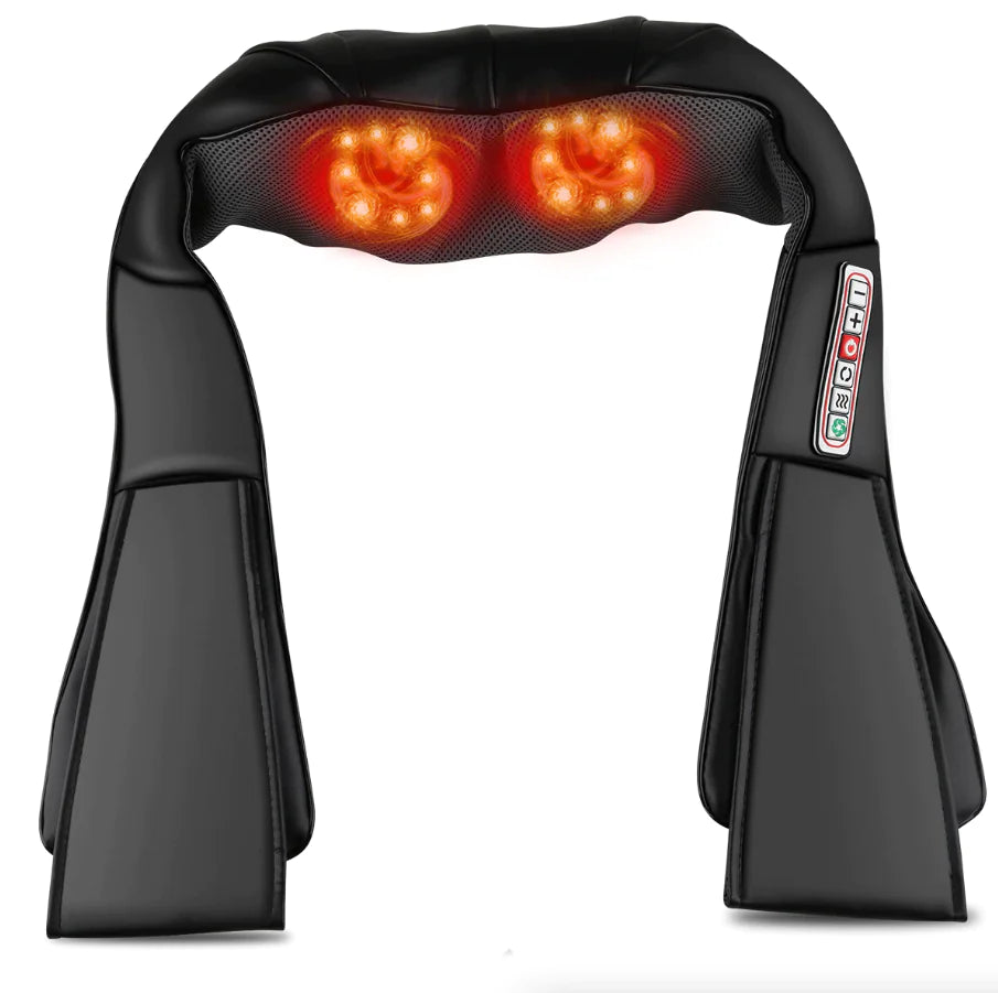 NovaRelief Back Neck and Shoulder Massager with Heat Deep Tissue 3D Kneading Pillow