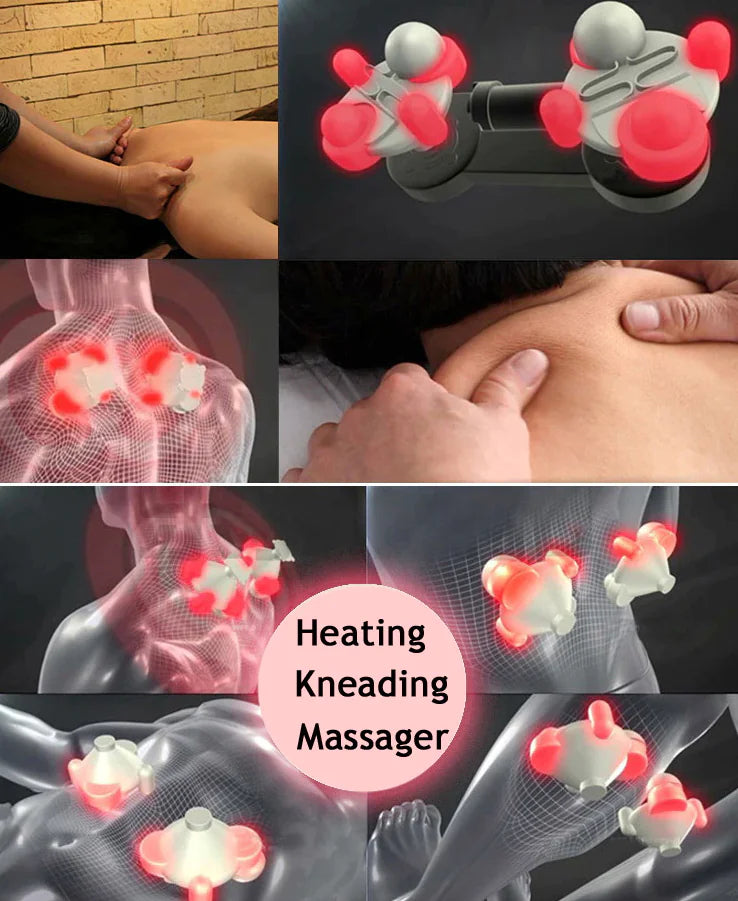 NovaRelief Back Neck and Shoulder Massager with Heat Deep Tissue 3D Kneading Pillow