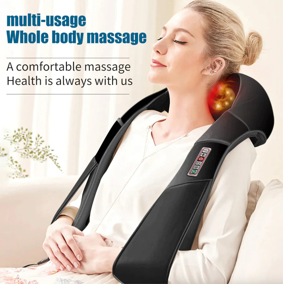 NovaRelief Back Neck and Shoulder Massager with Heat Deep Tissue 3D Kneading Pillow